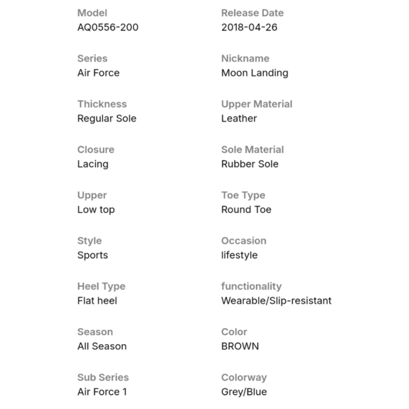 {Nike} 2018 Air Force 1 Low A 'Moon Landing Sneakers - Size 10 - Picture 13 of 15